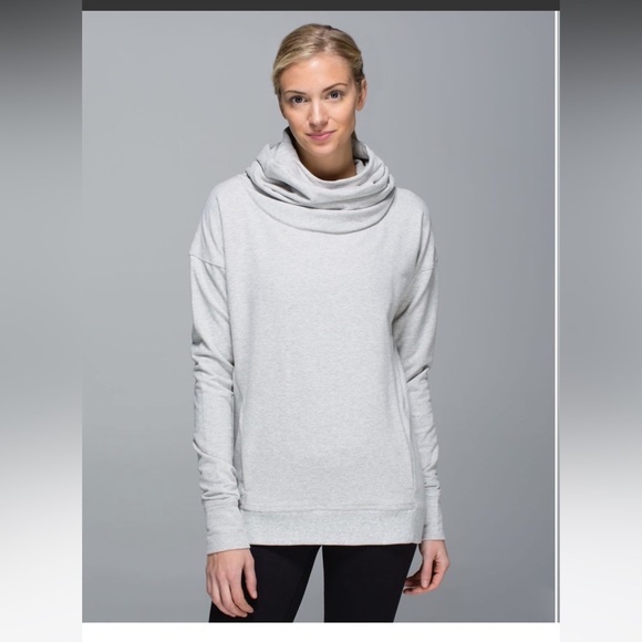Lululemon stress less pullover hoodie scarf hood Heather grey size 4 - Picture 1 of 8